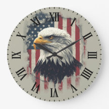 Horloge murale aigle patriotique décoration USA