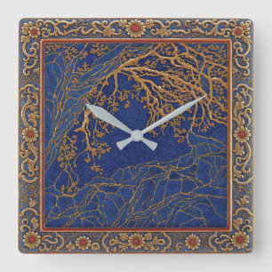 Horloge murale Alpes françaises bleu or + cornalin