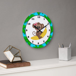 Horloge murale amusante du singe du dessin