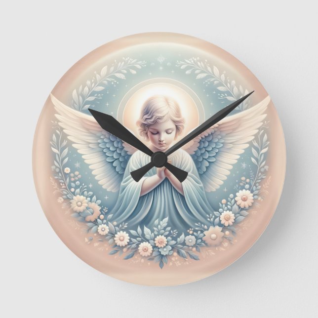 Horloge murale Angel, 20,3 cm en acrylique ronde (Recto)