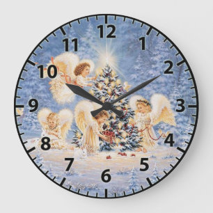 Horloge murale Anges de Noël