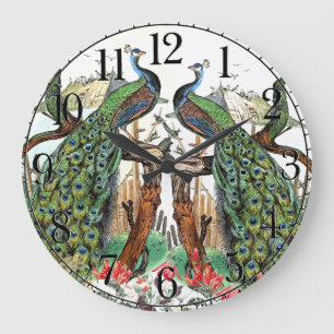 Horloge murale animale de fleur de faune d'oiseau