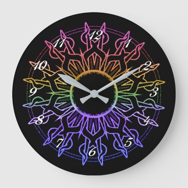 Horloge murale arc-en-ciel Tribal (Recto)