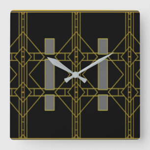 Horloge murale Art Déco Noir & Or Design
