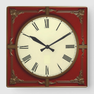 Horloge murale Art déco rouge