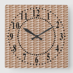 Horloge murale aspect osier brun