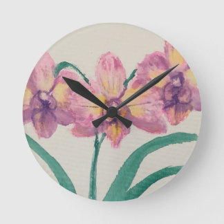 Horloge murale avec de belles orchidées de ma pein