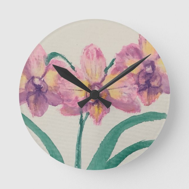 Horloge murale avec de belles orchidées de ma pein (Recto)