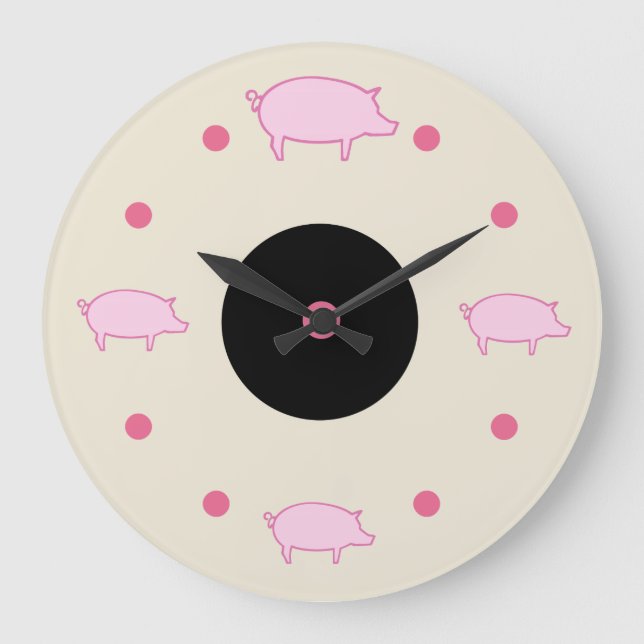Horloge murale avec des cochons de ferme mignons (Recto)