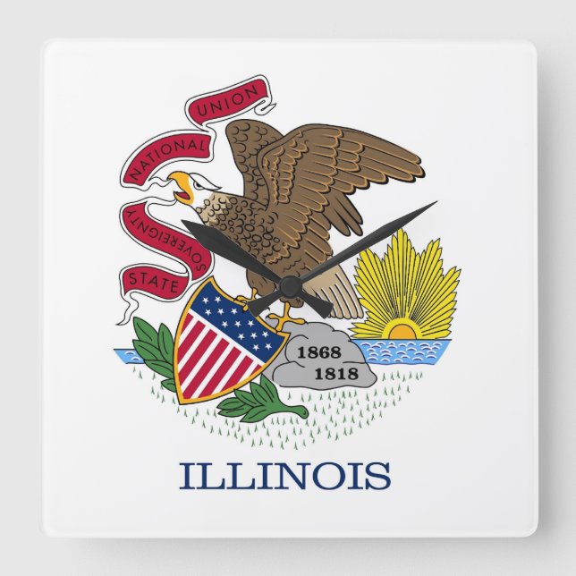 Horloge murale avec drapeau de l'Illinois, États-U (Recto)
