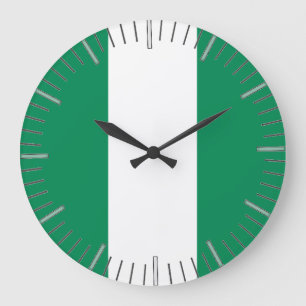 Horloge murale avec drapeau du Nigeria