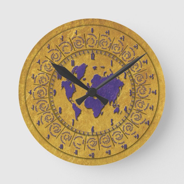 Horloge murale avec la texture d'or de fuseaux (Recto)
