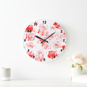 Horloge murale avec motif rose fait main