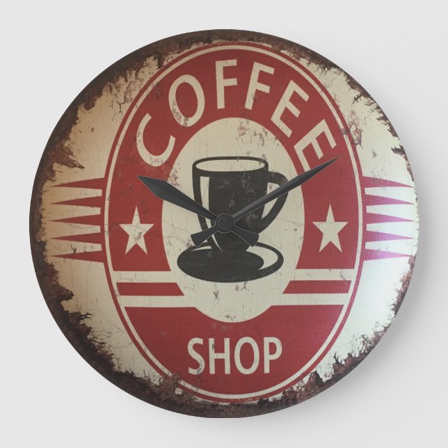 Horloge murale avec panneau du café avec rouge, no (Recto)