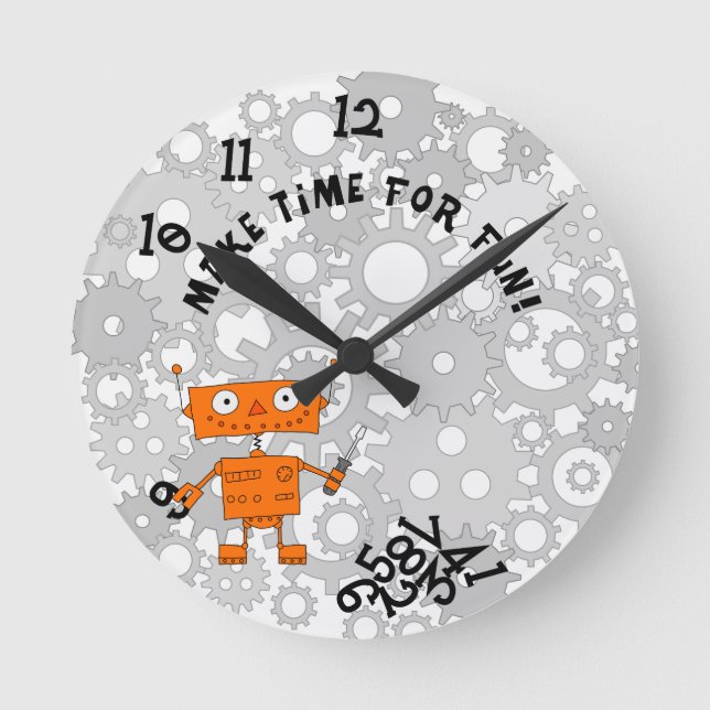 Horloge murale avec robot orange (Recto)
