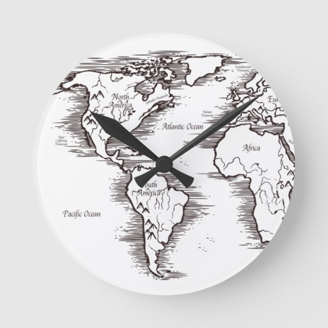 Horloge murale - B/W World Map USA Afrique Europe (Recto)