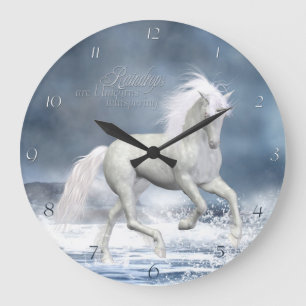 Horloge murale blanche de licorne