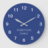 Horloge murale bleu foncé minimaliste personnalisé