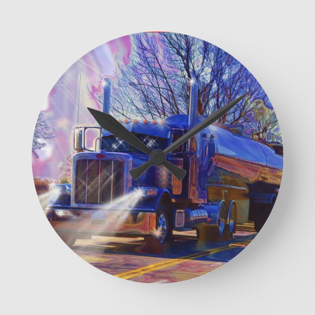 Horloge murale bleue de camion-citerne aspirateur (Recto)