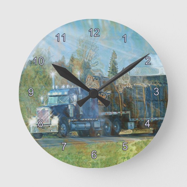 Horloge murale bleue de camion de fret (Recto)