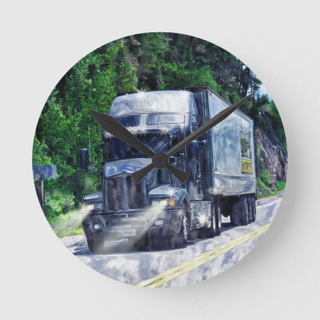 Horloge murale bleue de camion de transport lourd (Recto)