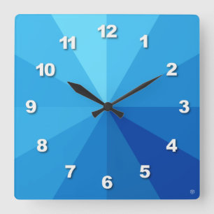 Horloge murale bleue de carré de nombre de