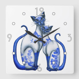 Horloge murale bleue du Siamois