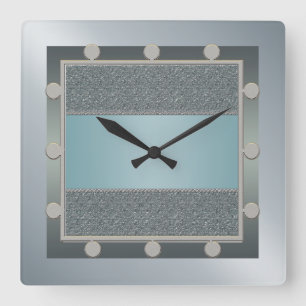 Horloge murale bleue et argentée d'Aqua