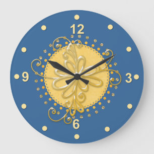 Horloge murale bleue et jaune élégante