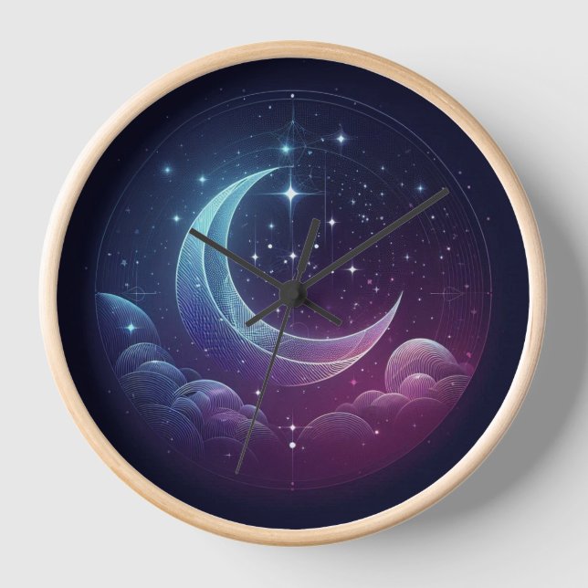 Horloge murale, Cadre en bois naturel rond de 10 p (Recto)