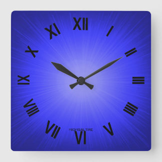 Horloge murale carré bleu par haut