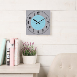 Horloge murale Carré couleur argent sophistiquée