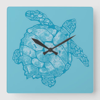 Horloge murale Carré de la tortue de mer de Batik