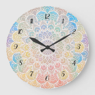 Horloge murale carré de mandala aquarelle