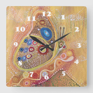 Horloge murale Carré de peinture à papillon
