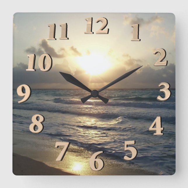 Horloge murale Carré du lever de soleil de Cancun (Recto)