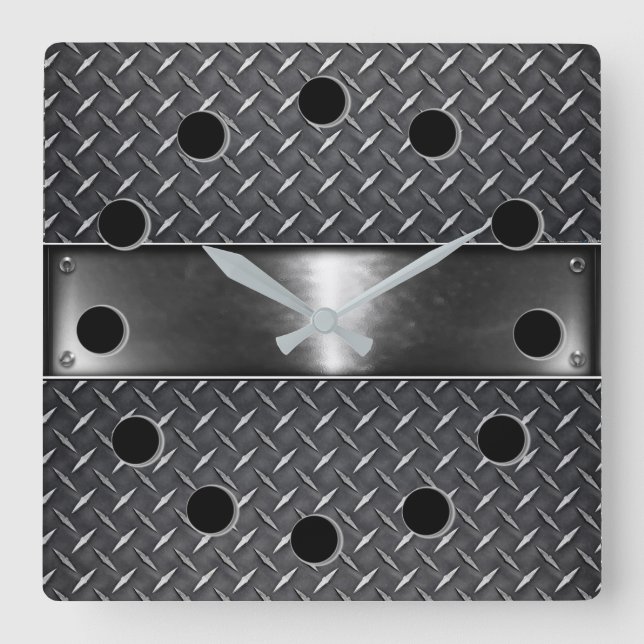 Horloge murale Carré en acier (Recto)