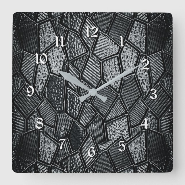 Horloge murale Carré en verre de mosaïque gris fon (Recto)
