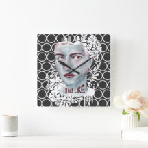 Horloge murale Carré J'étais comme cerclé