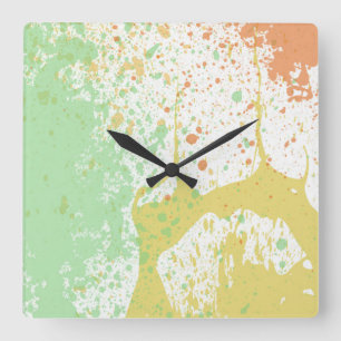 Horloge murale Carré Pastel Splatter