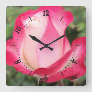 Horloge murale carré rose rose