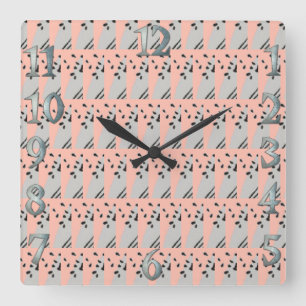 Horloge murale carré rose Scribble