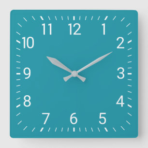 Horloge murale Carré turquoise