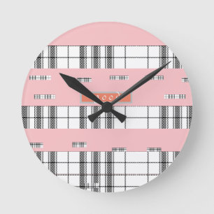 Horloge murale carreaux noir et rose Chic Moderne