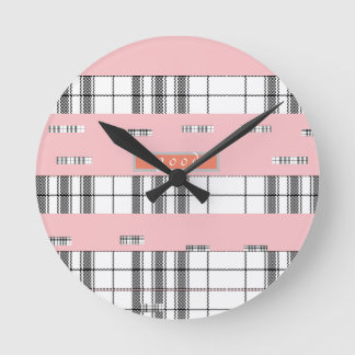 Horloge murale carreaux noir et rose Chic Moderne