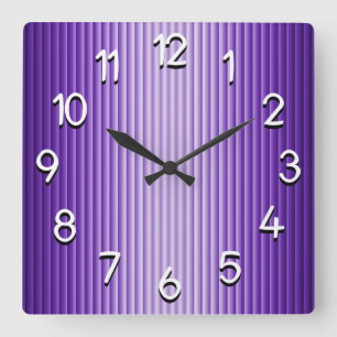 Horloge murale carrée à bandes lilas lumineuses