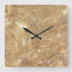 Horloge murale carrée à finition faux marbre crème