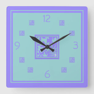 Horloge murale carrée à motif de feuille