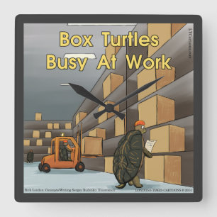 Horloge murale carrée Funny Box Turtle