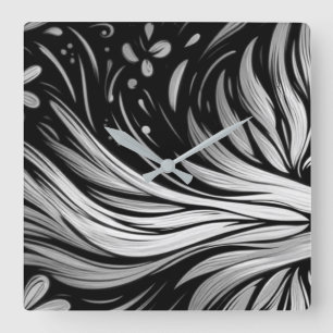 Horloge murale carrée personnalisée noir et blanc 